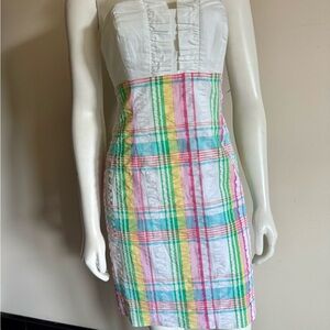NWT Lilly Pulitzer Franco Dress Multicolor Summer Plaid Sz 2 Strapless Preppy
